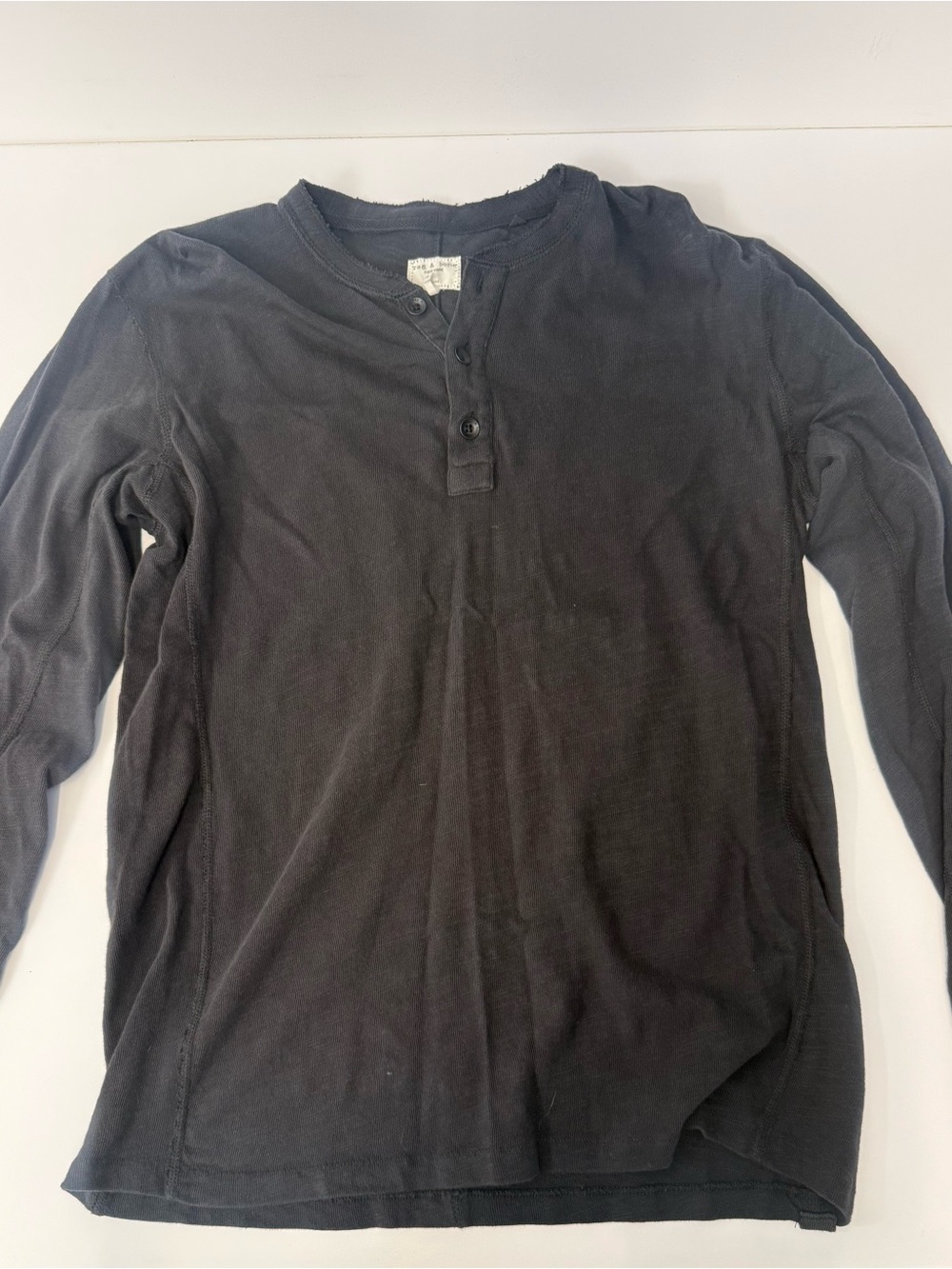 Rag & Bone Black Long-Sleeve Henley - Medium